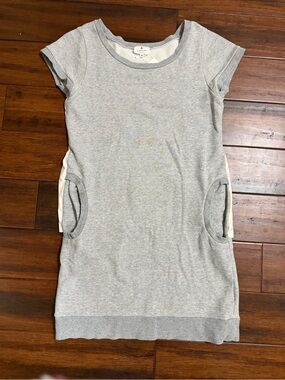 Lanvin Heather Gray and Cream Short Sleeve Pocket Dress